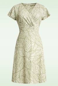 Smashed Lemon - Jolene jurk in zand en leger groen