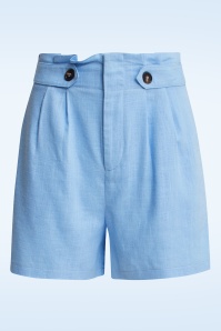 Smashed Lemon - Raina Linnen Blend Shorts in Hellblau.
