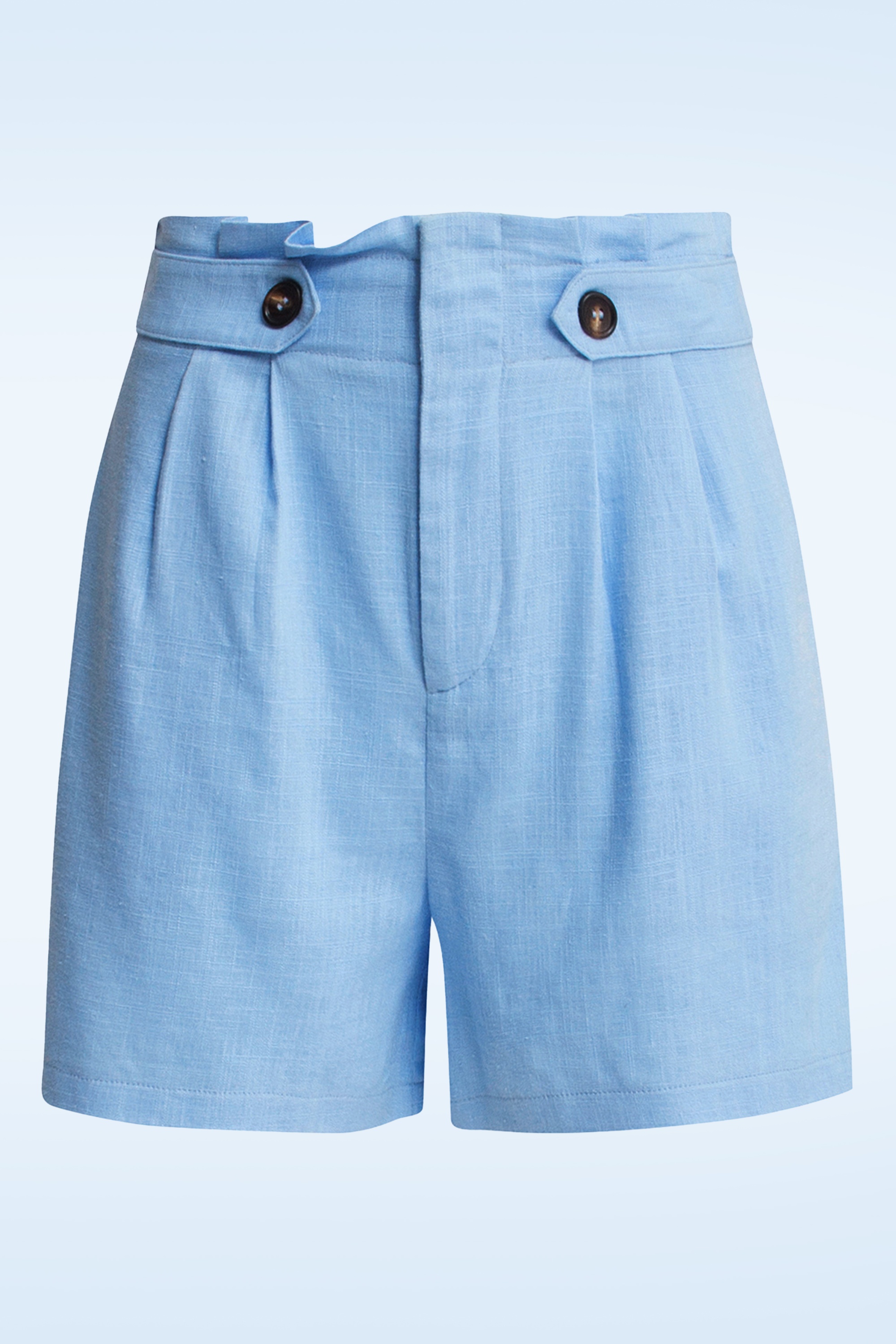 Smashed Lemon - Raina Linnen Blend Shorts in Hellblau.