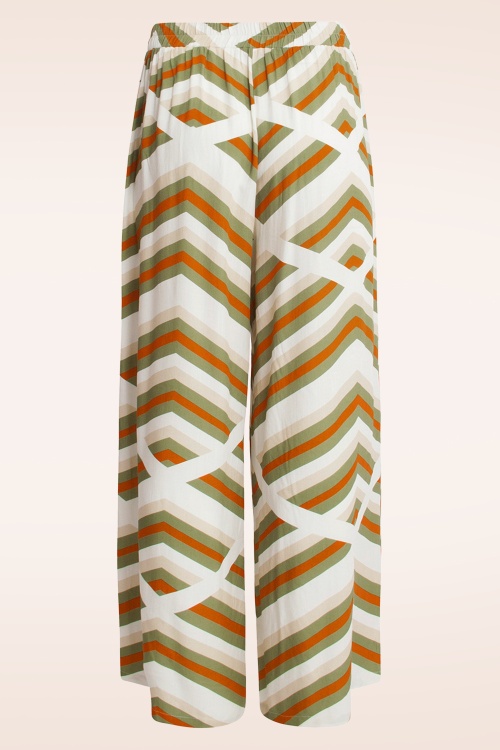 Smashed Lemon - Terri pantalon met wijde pijpen in wit en multi 4