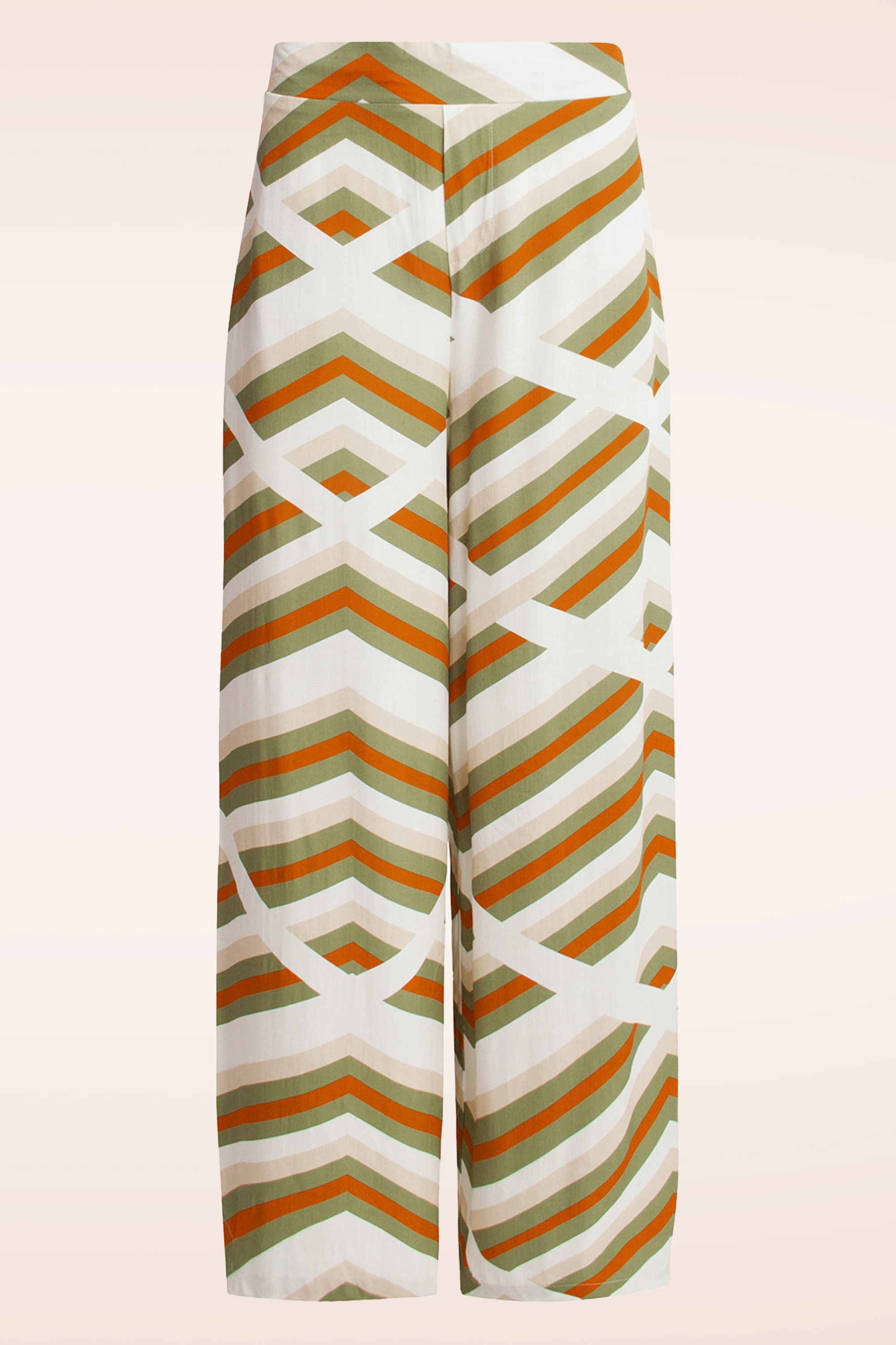 Smashed Lemon - Terri pantalon met wijde pijpen in wit en multi