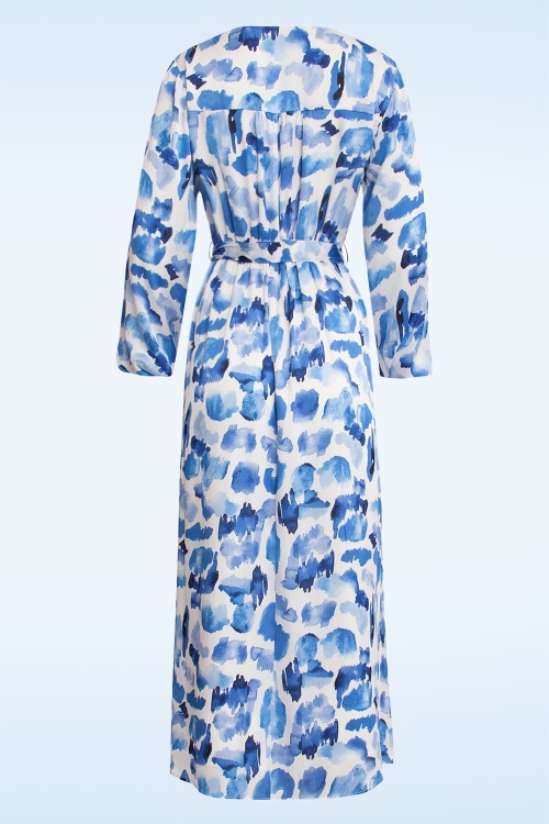 Smashed Lemon - Suzie maxi jurk in wit en blauw 2