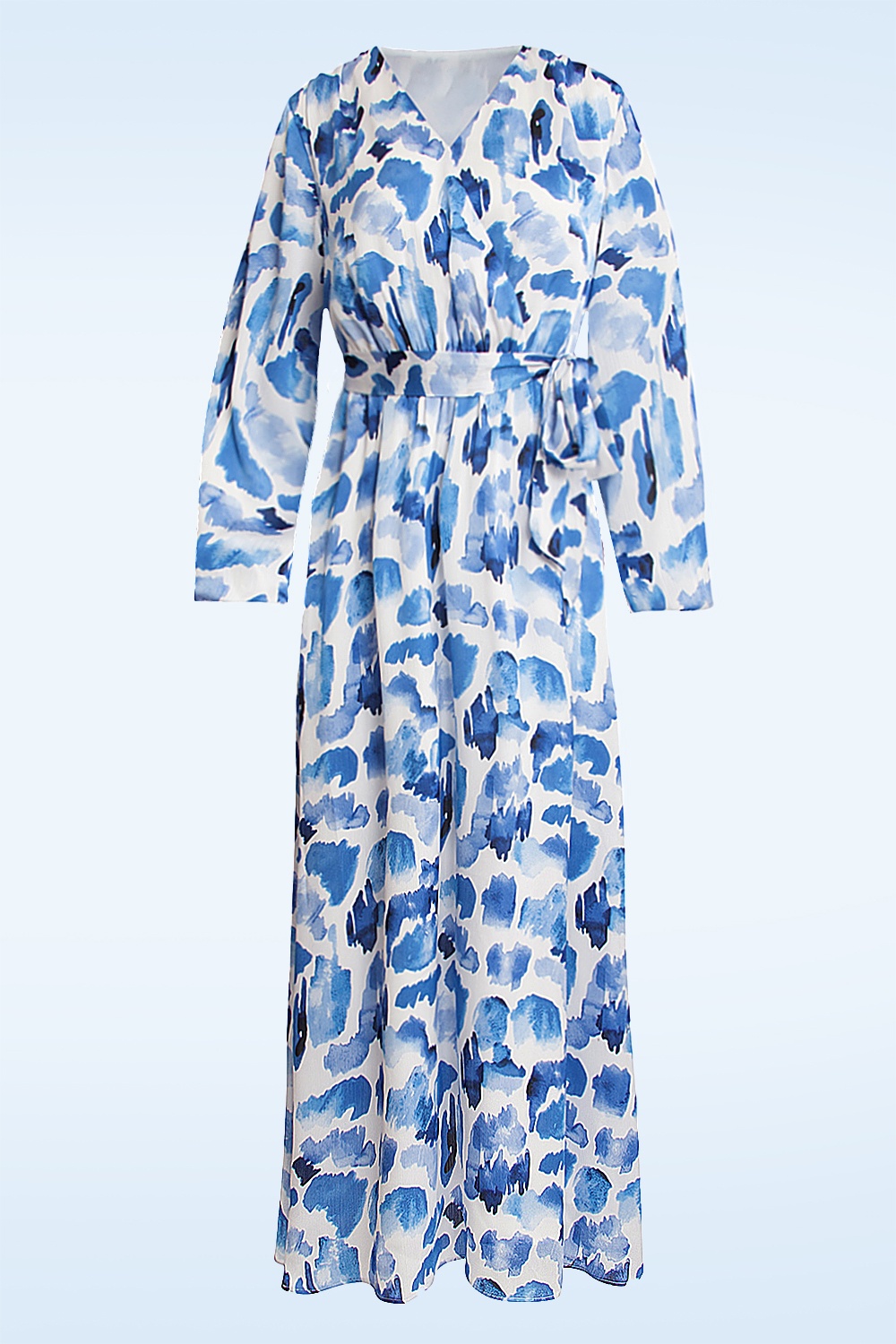 Smashed Lemon - Suzie maxi jurk in wit en blauw