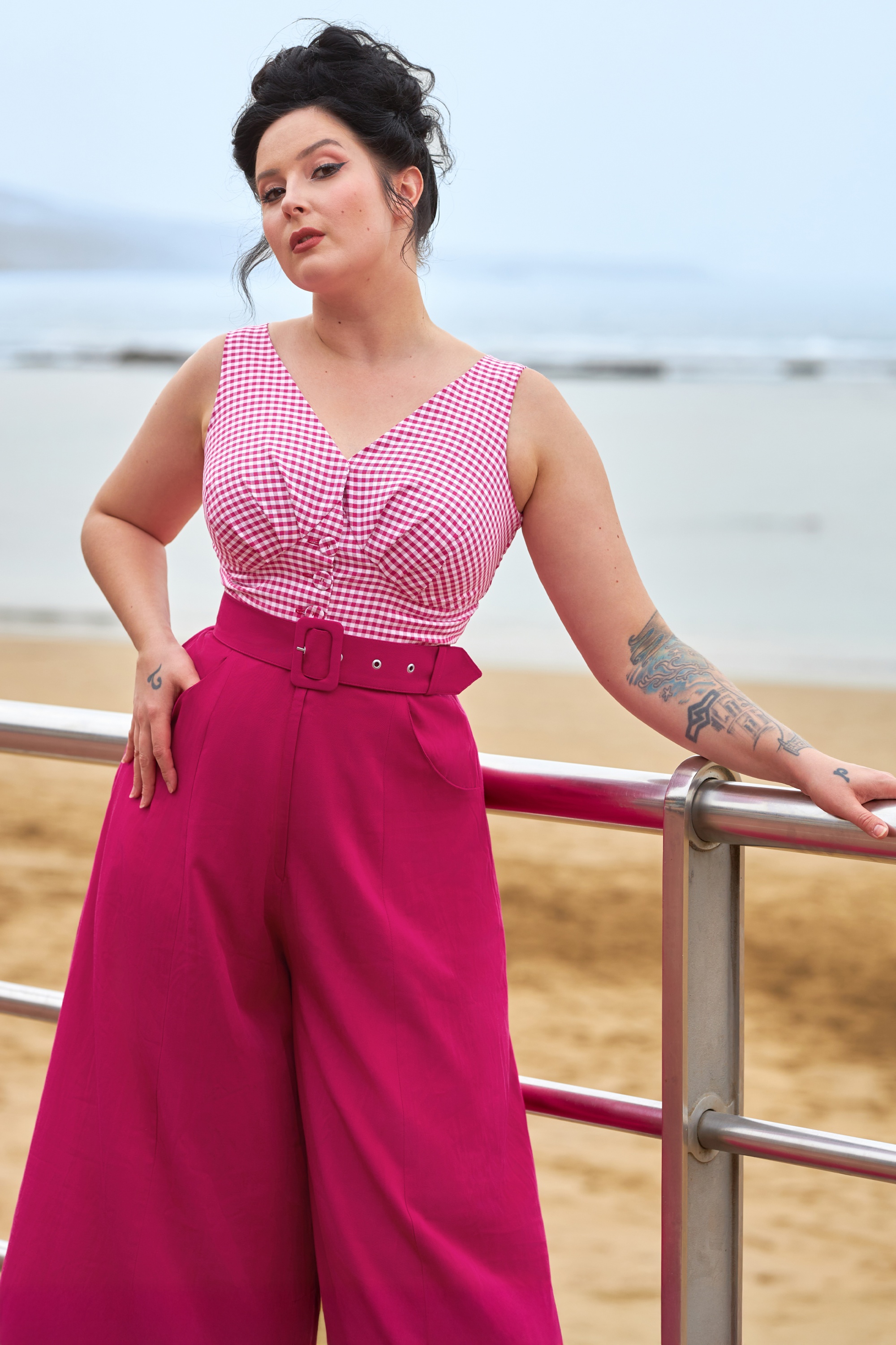 Miss Candyfloss - Helaina Mai palazzo jumpsuit in fuchsia 2