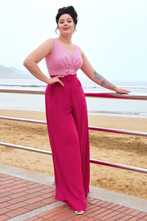 Miss Candyfloss - Helaina Mai palazzo jumpsuit in fuchsia 3
