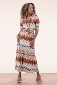K-Design - June Zickzack Knotted Maxkleid in Multi 2