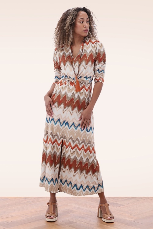 K-Design - Robe longue nouée June Zigzag en multicolore 2