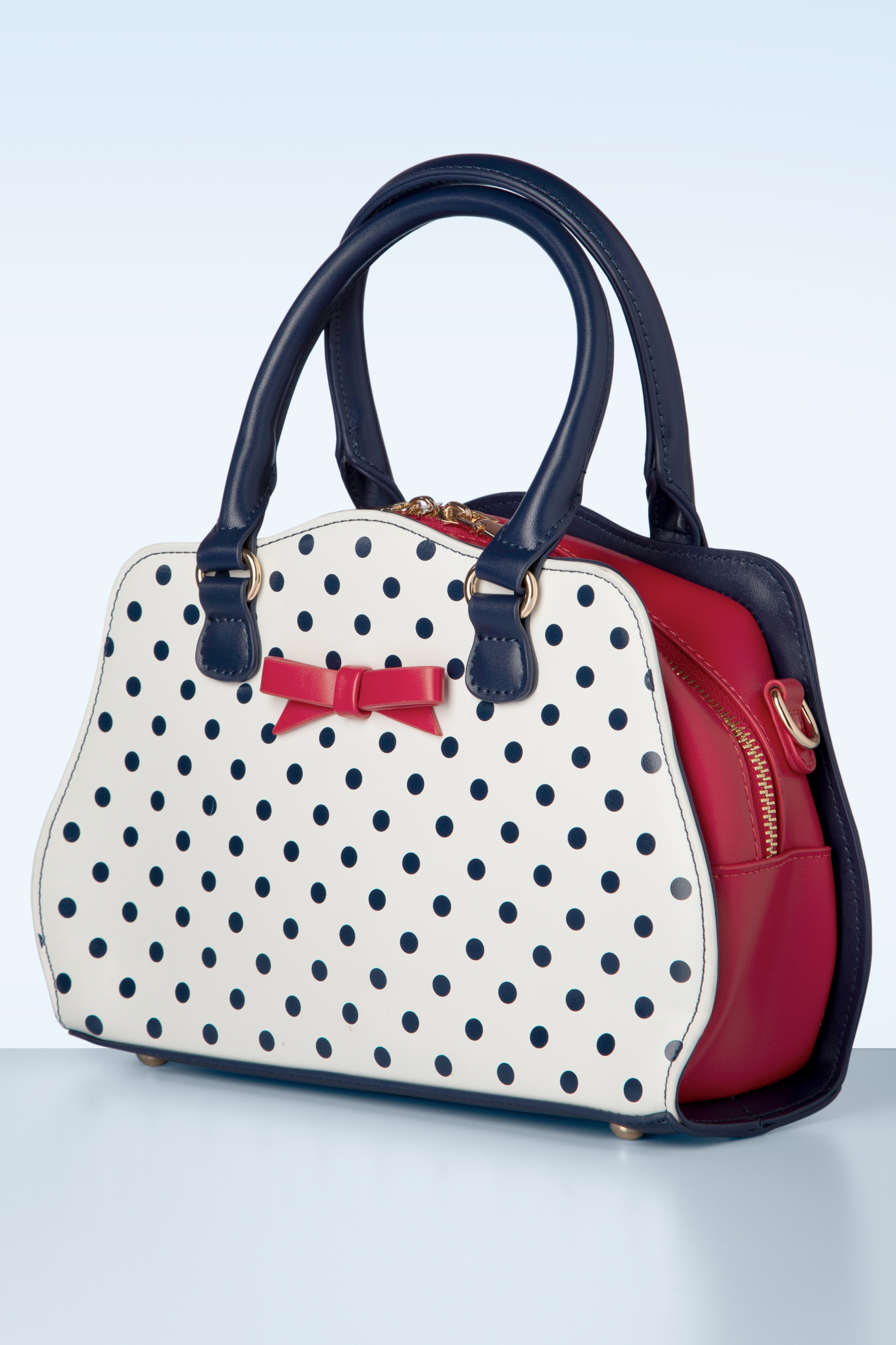 Banned Retro - Mohn Polka Handtasche in Weiß 3