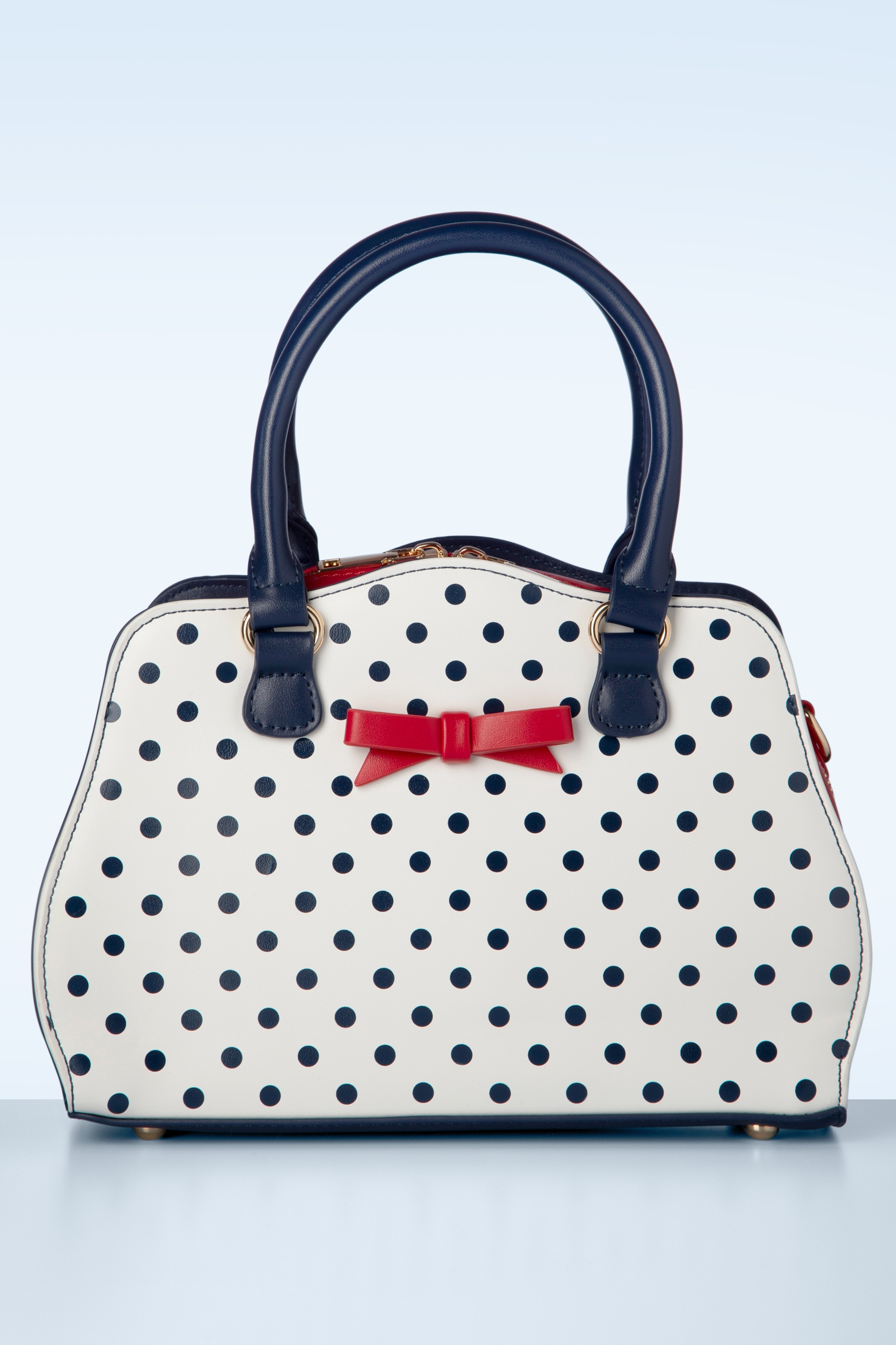 Banned Retro - Mohn Polka Handtasche in Weiß