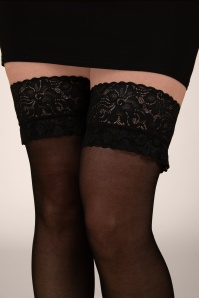 Scarlet - Klassieke hold-ups met kanten kanten top in zwart 2