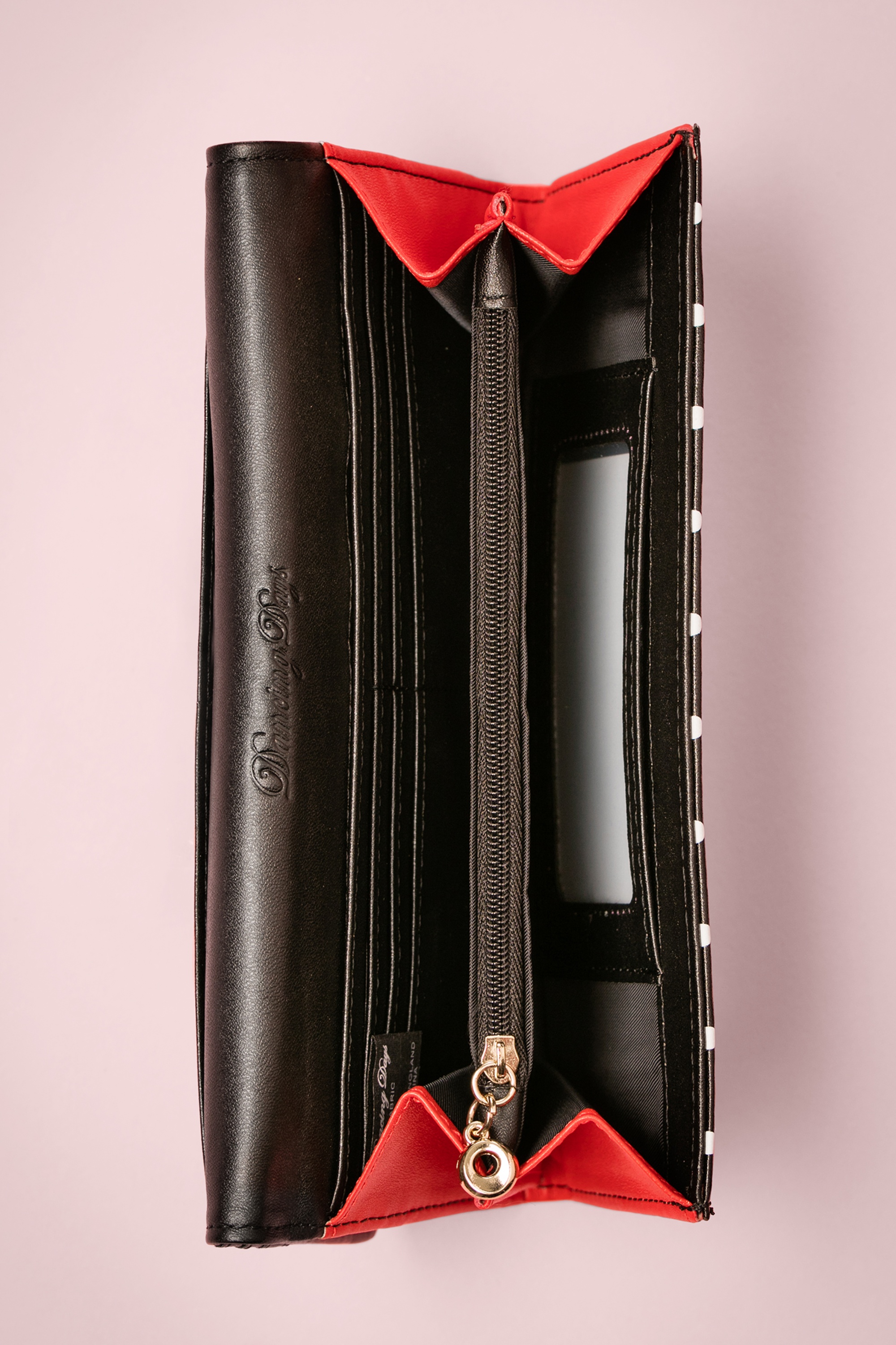 Banned Retro - Carla Bow Polka Purse en Noir et Rouge 3