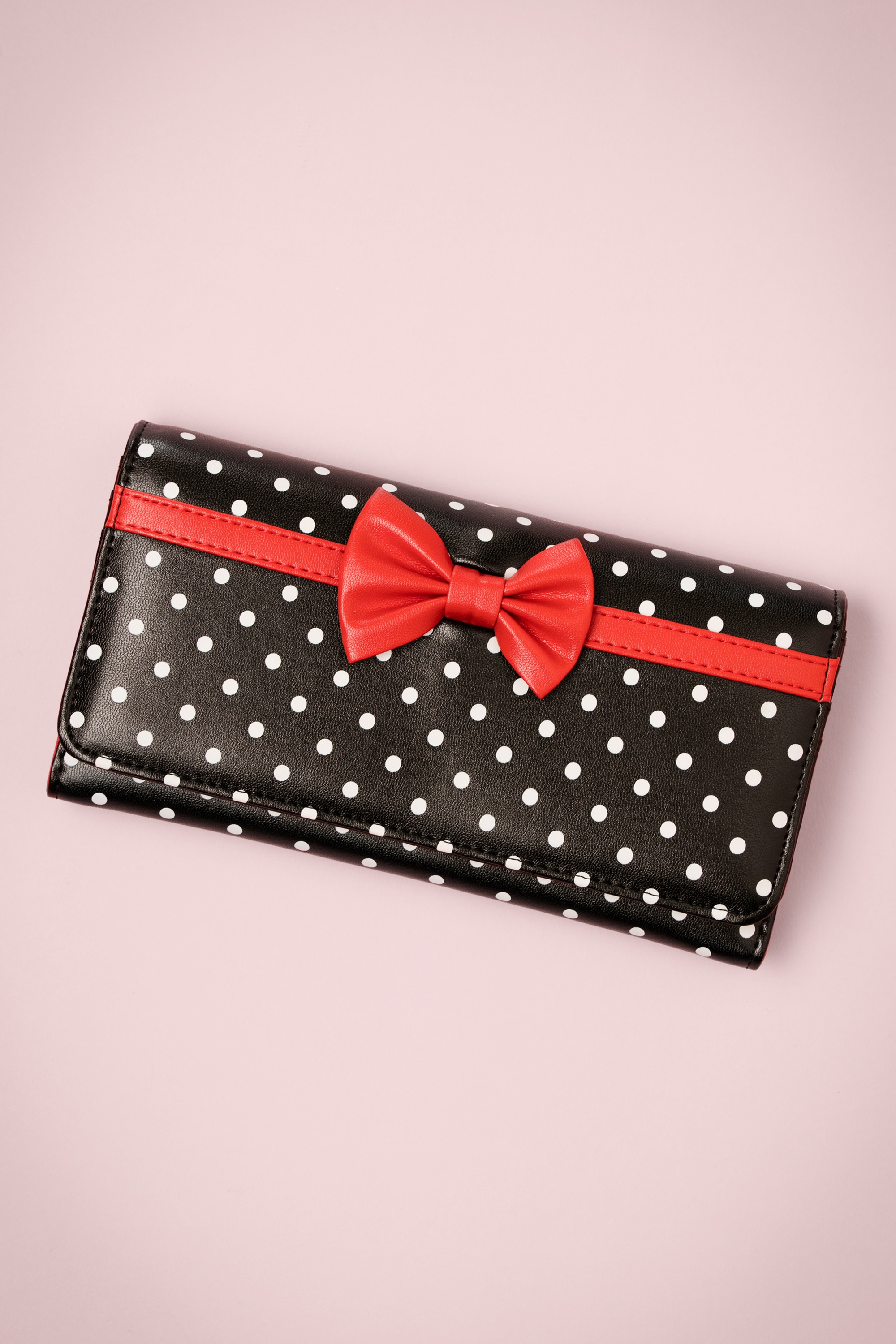 Banned Retro - Carla Bow Polka Purse en Noir et Rouge