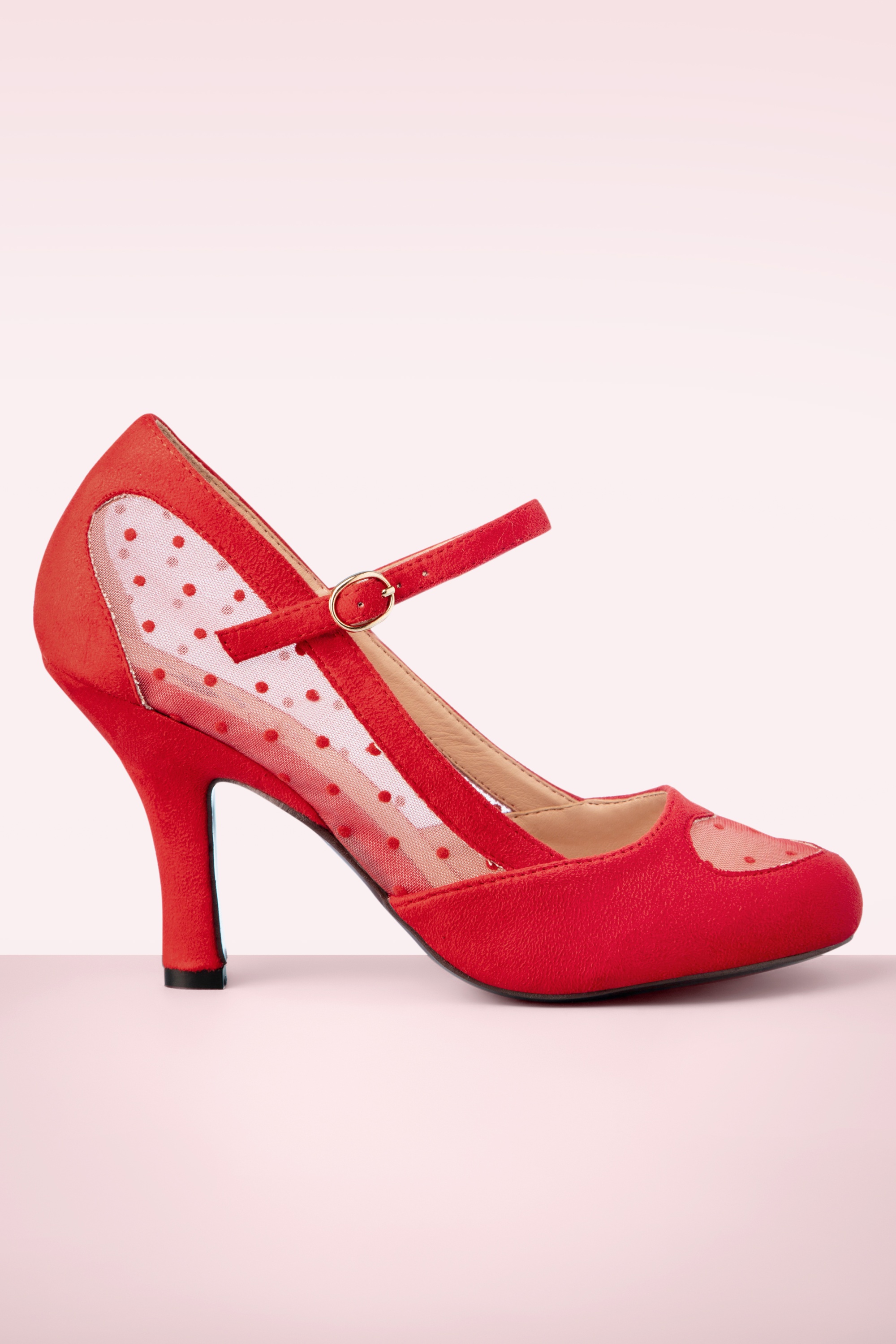 Banned Retro - Elegante Punkte Pumps in Rot 4