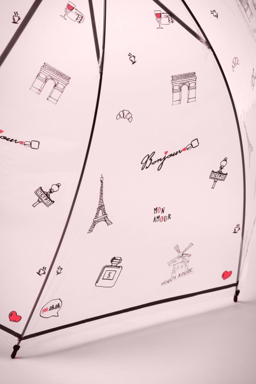 So Rainy - Bonjour Paris transparante koepelparaplu in zwart 2