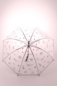 So Rainy - Bonjour Paris transparante koepelparaplu in zwart 5