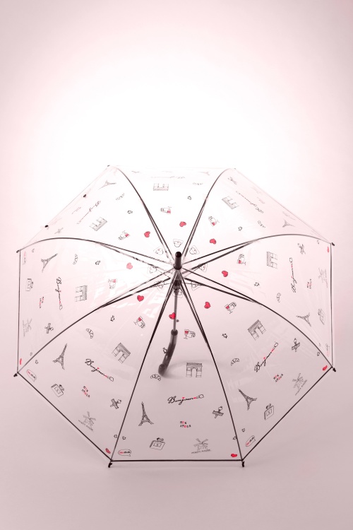 So Rainy - Bonjour Paris transparante koepelparaplu in zwart 5
