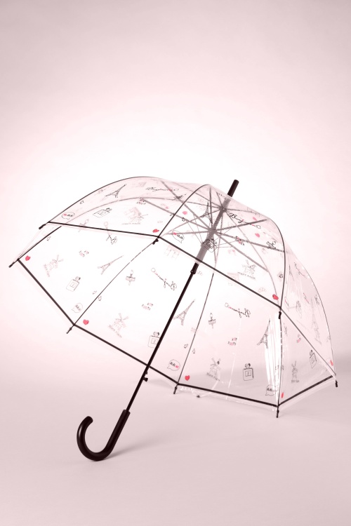 So Rainy - Bonjour Paris transparante koepelparaplu in zwart 3