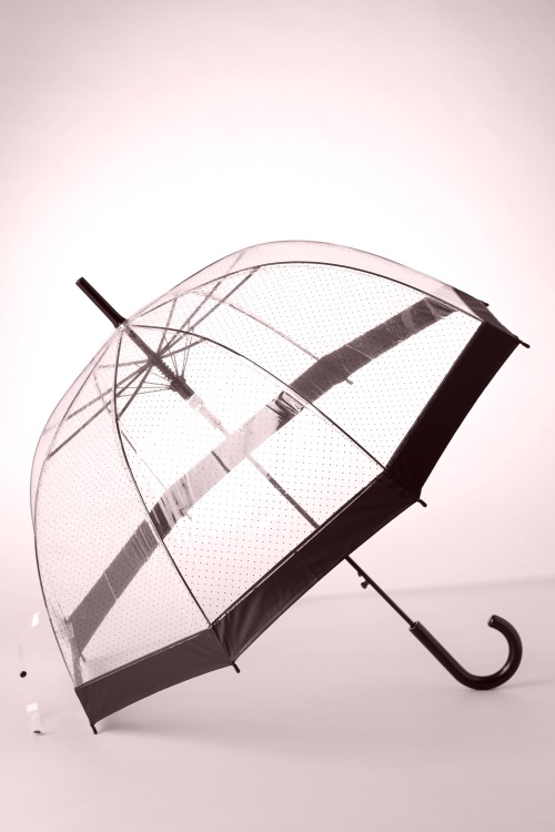 So Rainy - Lady Dot Transparenter Kuppelschirm in Schwarz