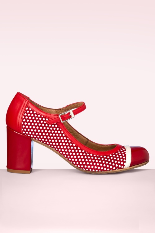 Nemonic - Charol lederen Mary Jane pumps in rood