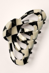 Banned Retro - Check Me Out Hair Claw in zwart en ivoor