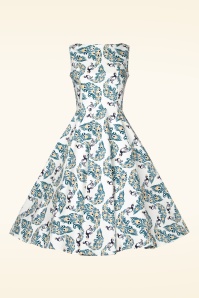 Topvintage Boutique Collection - Adriana Peacock Swing Kleid in Weiß. 5