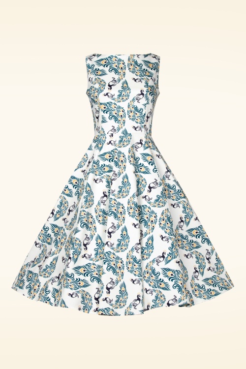 Topvintage Boutique Collection - Adriana Peacock Swing Kleid in Weiß. 5