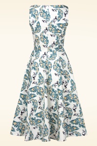 Topvintage Boutique Collection - Adriana Peacock Swing Kleid in Weiß. 8