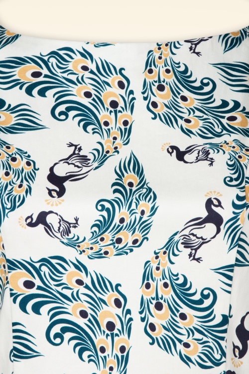 Topvintage Boutique Collection - Adriana Peacock Swing Kleid in Weiß. 6