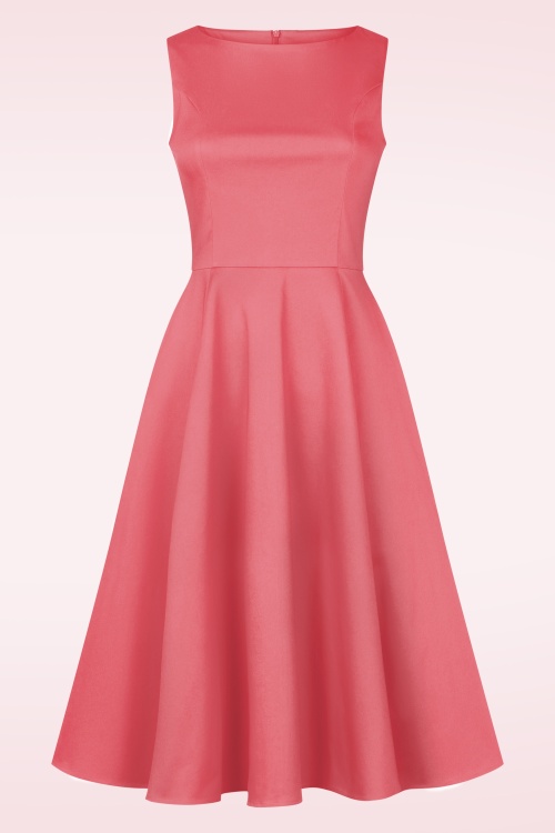 Topvintage Boutique Collection - Adriana swing jurk in zonsondergang koraalroze 5