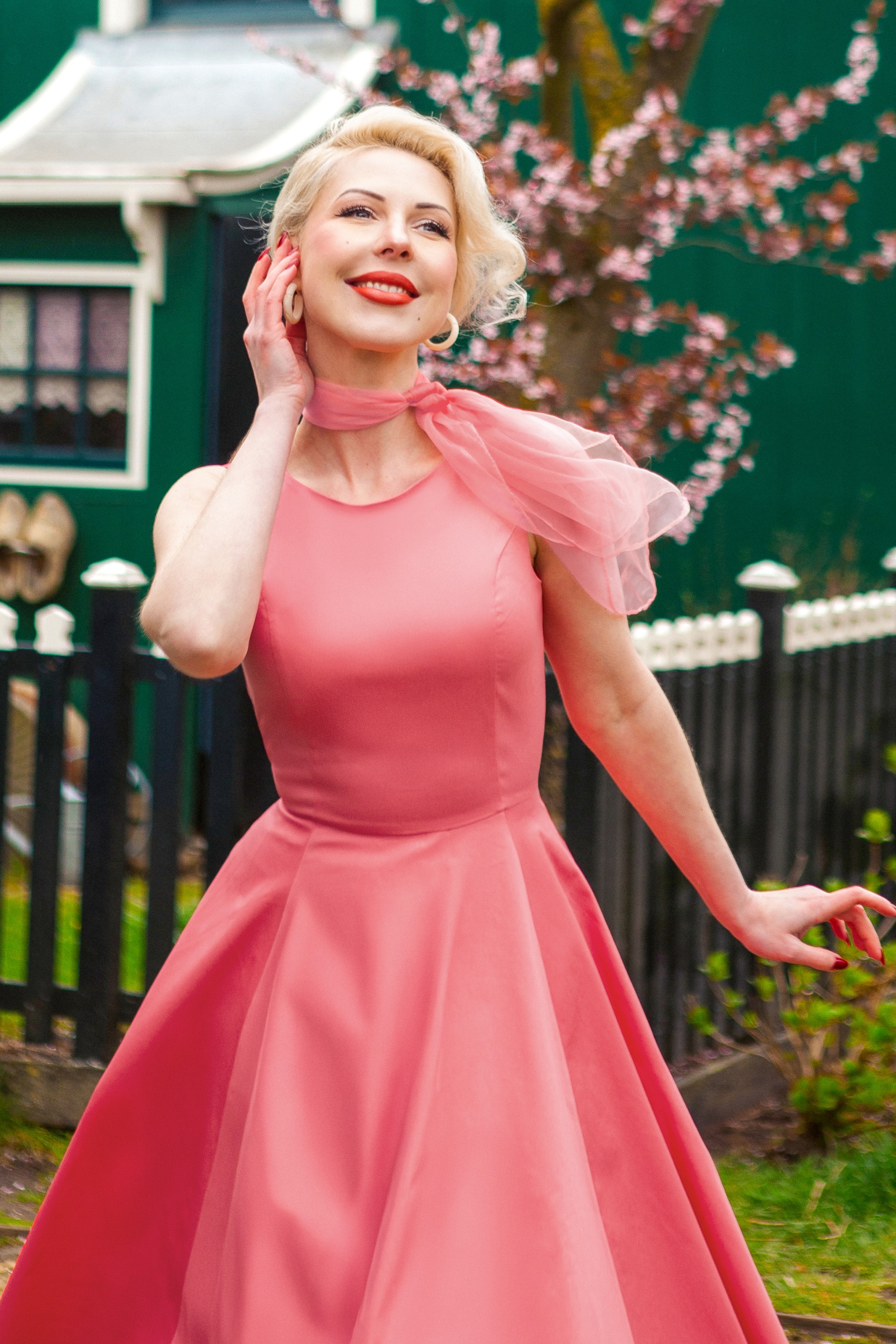 Topvintage Boutique Collection - Adriana swing jurk in zonsondergang koraalroze 4