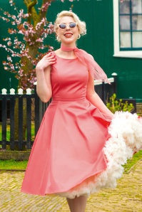 Topvintage Boutique Collection - Adriana swing jurk in zonsondergang koraalroze