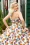 Topvintage Boutique Collection - Robe évasée fleurie Bettie Tropical Flower en blanc et multicolore 2