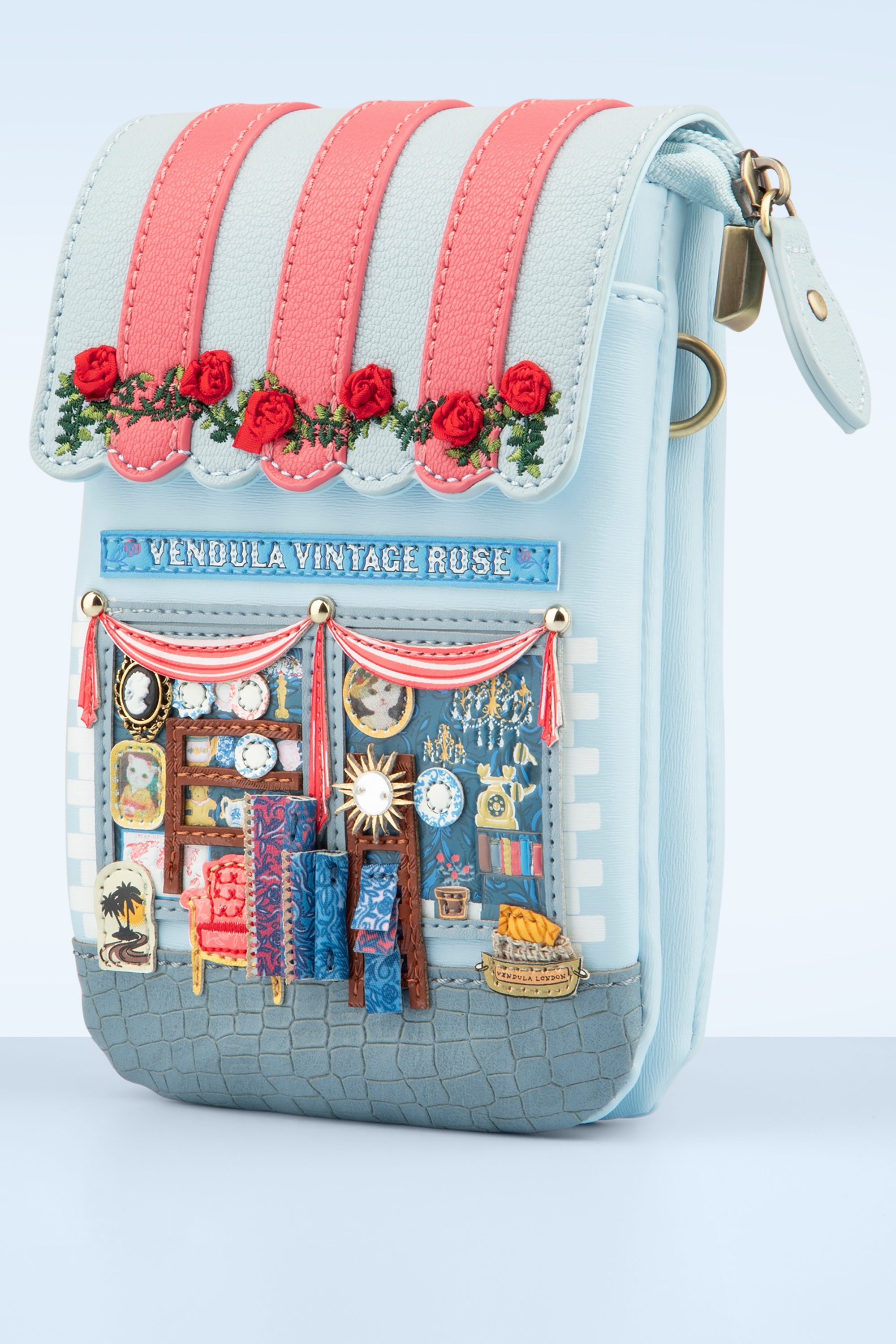 Vendula - Vendula Vintage Rose Phone Pouch in Blue 2