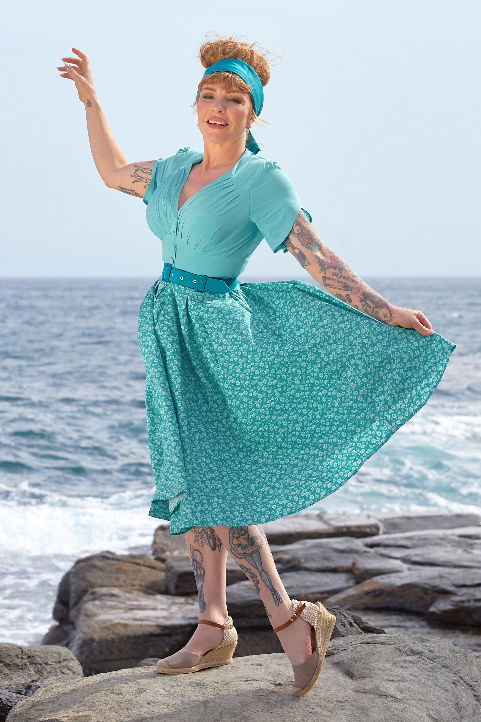 Miss Candyfloss - Susene Aquan Swing Dress in Aqua 3