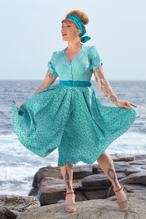 Miss Candyfloss - Susene Aquan swing jurk in aqua