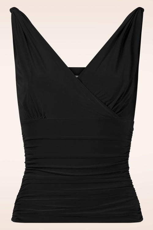 Vintage Chic for Topvintage - Emma mouwloze slinky top in zwart