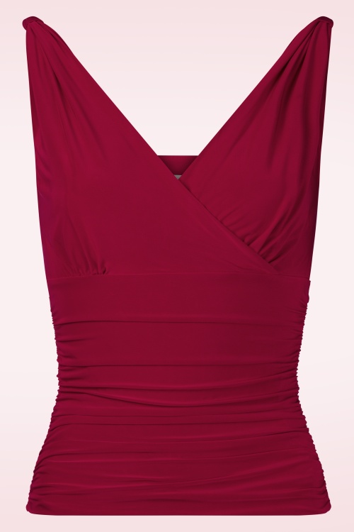 Vintage Chic for Topvintage - Emma mouwloze slinky top in dieprood 