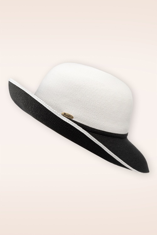Bronté - Anna Straw Sun Hat in Black and White 2
