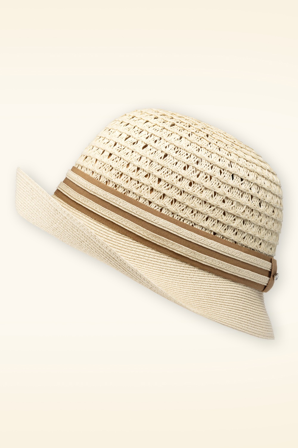 Bronté - Diana Straw Crochet cloche hoed in zand 3