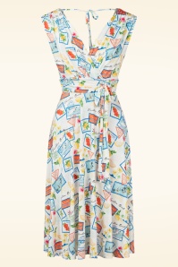Vintage Chic for Topvintage - Jane Aloha swing jurk in wit en multi