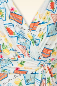 Vintage Chic for Topvintage - Jane Aloha swing jurk in wit en multi 2