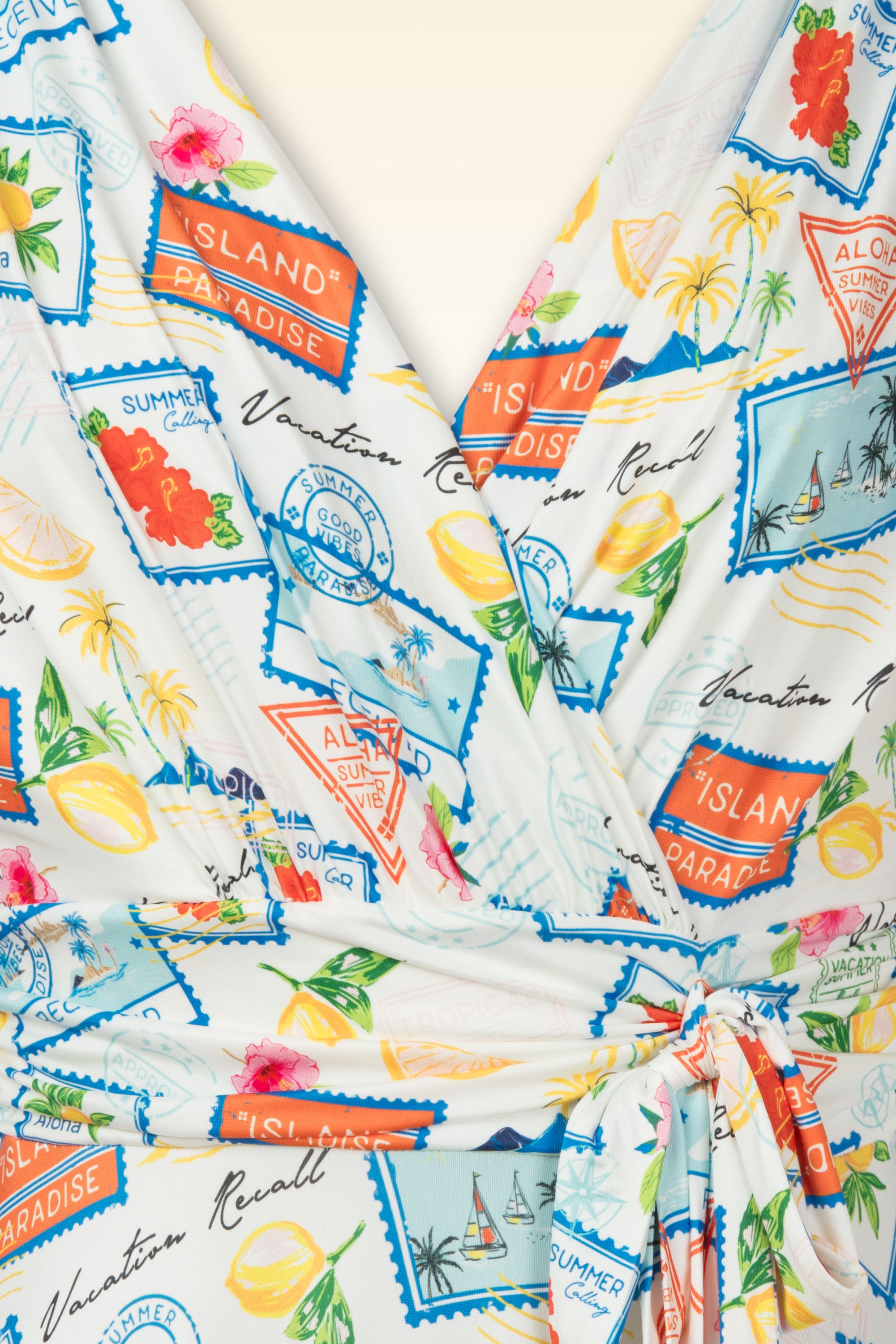 Vintage Chic for Topvintage - Jane Aloha swing jurk in wit en multi 2