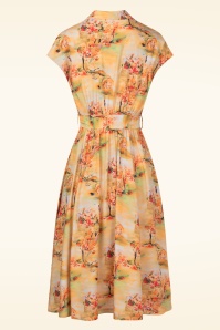 Louche - Fleur Orient Landscape jurk in geel 4
