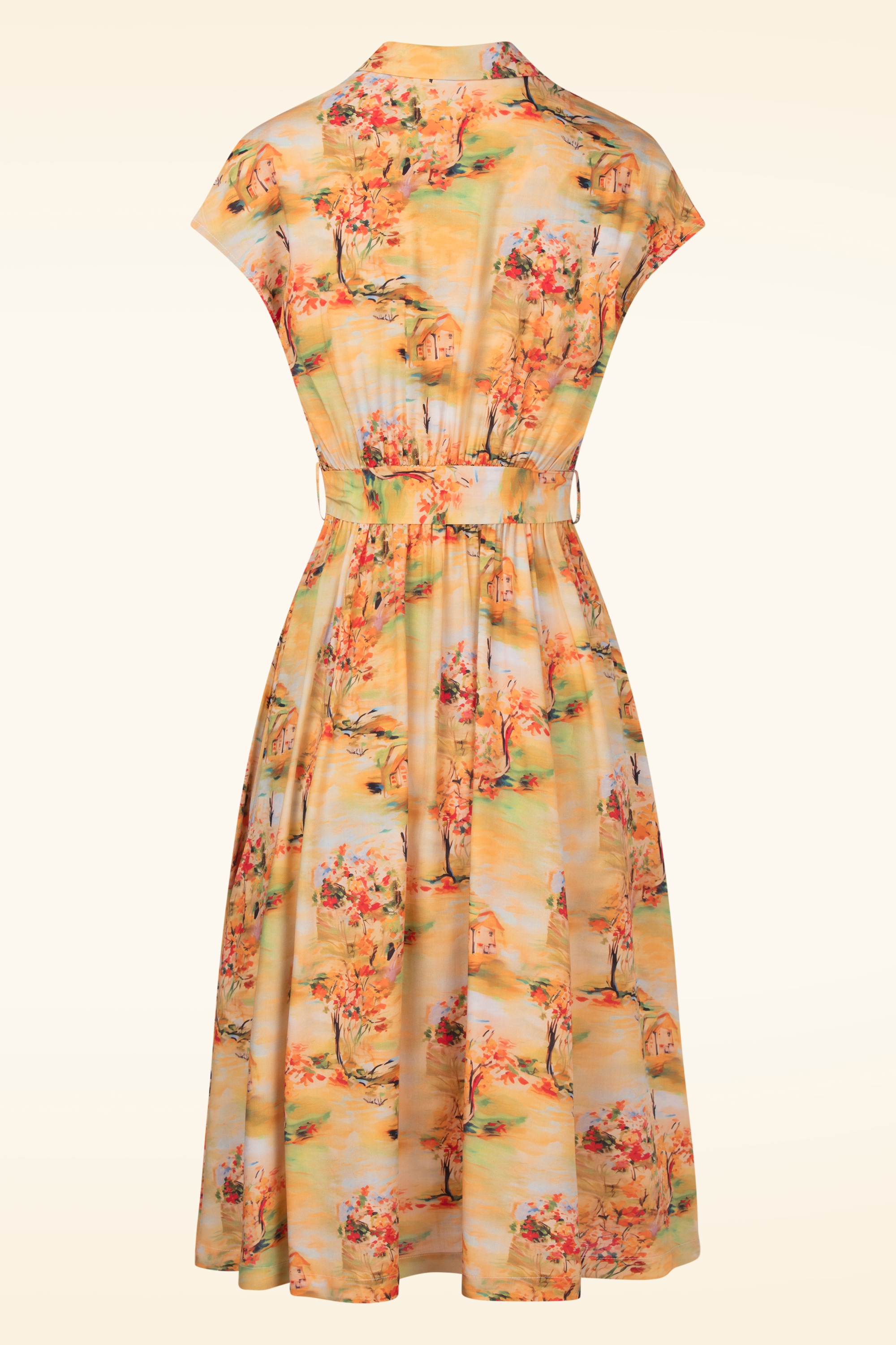 Louche - Fleur Orient Landscape jurk in geel 4