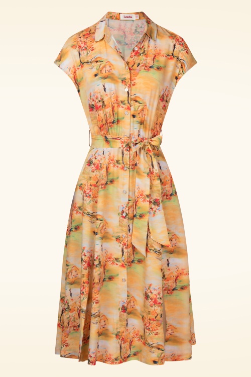 Louche - Fleur Orient Landscape jurk in geel