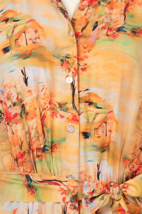 Louche - Fleur Orient Landscape Kleid in Gelb 2