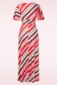 Vintage Chic for Topvintage - Fiona Striped maxi jurk in rood en roze 3
