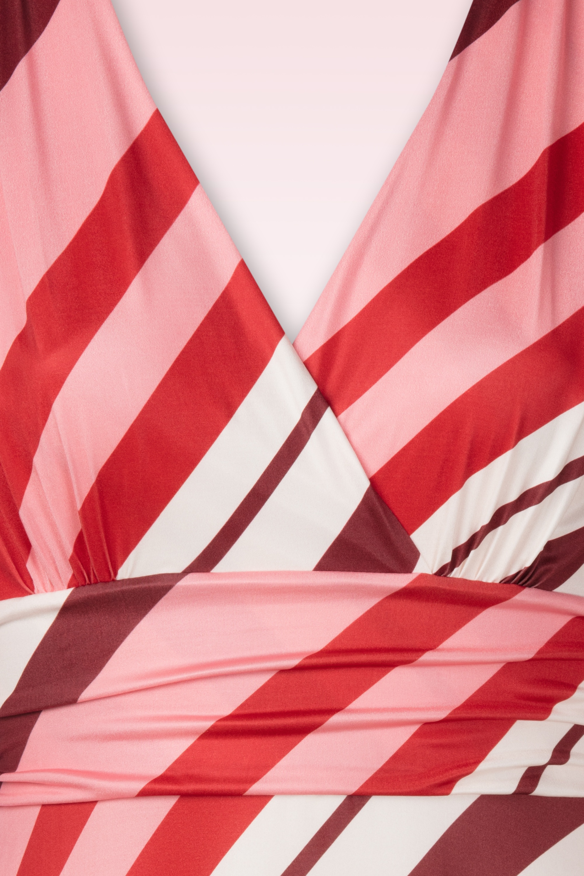 Vintage Chic for Topvintage - Fiona Striped maxi jurk in rood en roze 2