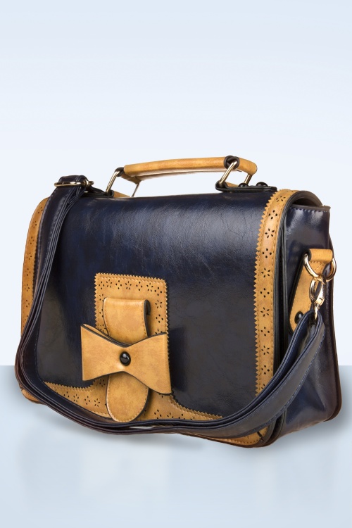 Banned Retro - 50s Antique Messenger Bag in Blue 2