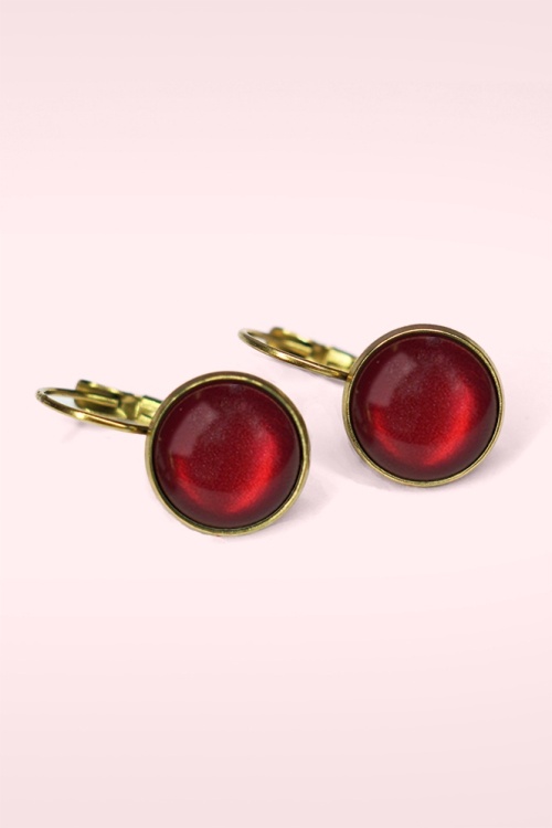 Urban Hippies - Boucles d'Oreille Plaquées Or Dot Années 60 en Rouge Samba Foncé 3